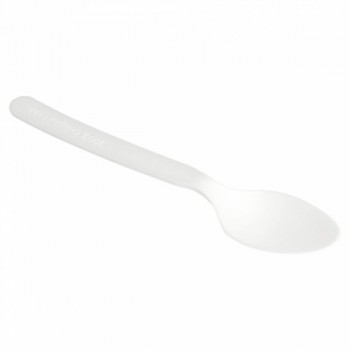 50 Cuillères compostables en bioplastique 16 cm blanches