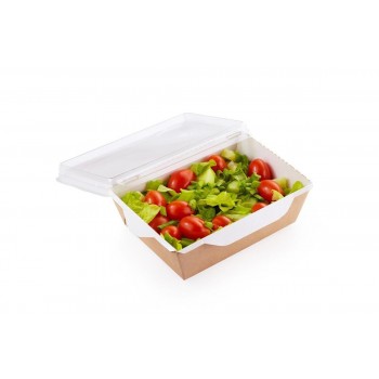 50 boites à salade en carton kraft/ blanc + couvercle PET