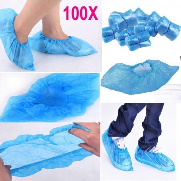Couvre-chaussures jetables en Pe Bleu 100 pièces Couvre-chaussures jetables en Pe Bleu 100 pièces