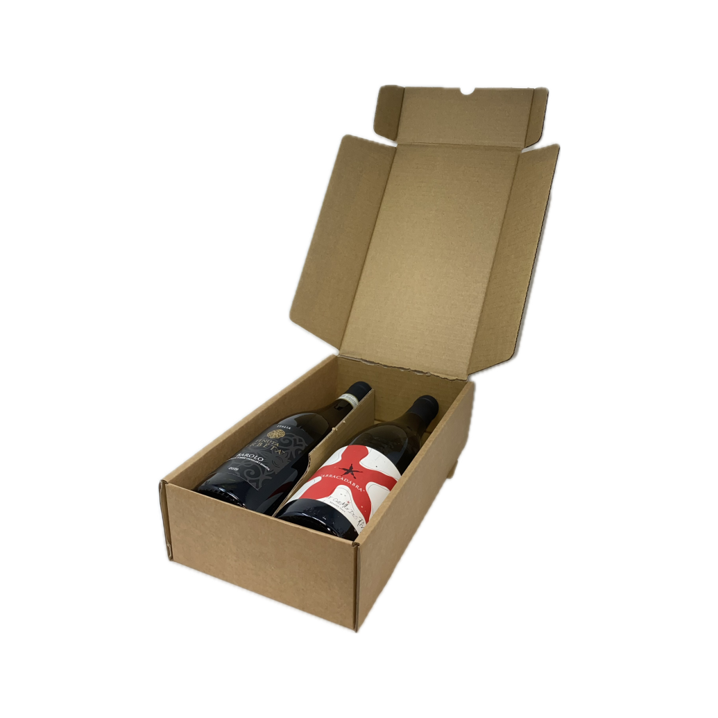 Boites coffret 2 bouteilles en carton brun