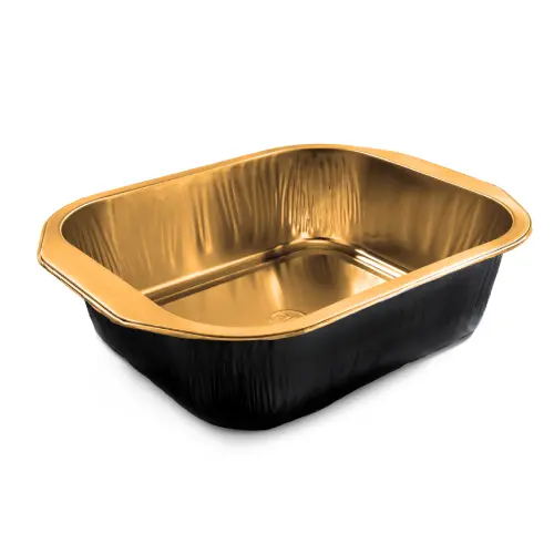 Barquettes Aluminium Black&Gold avec couvercles - 500ml