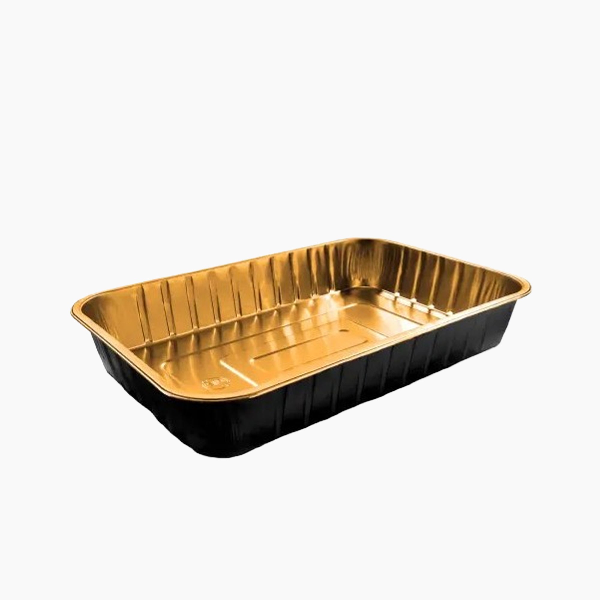 50 Barquettes Aluminium Black&Gold avec couvercles - 2000ml