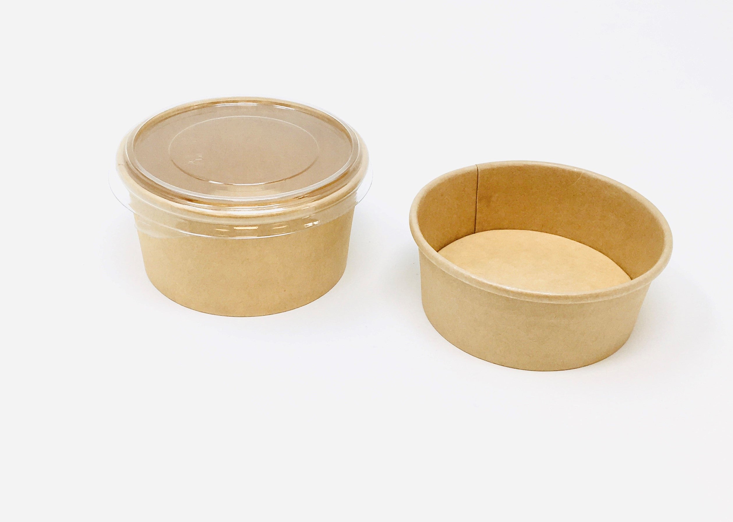 Pots en kraft 200ml avec couvercles transparent