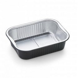 Ramequins alu premium 725cc noir/argent avec couvercle transparent