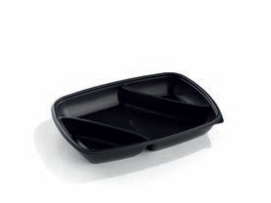 Barquettes 3 compartiments noir 975cc avec couvercle