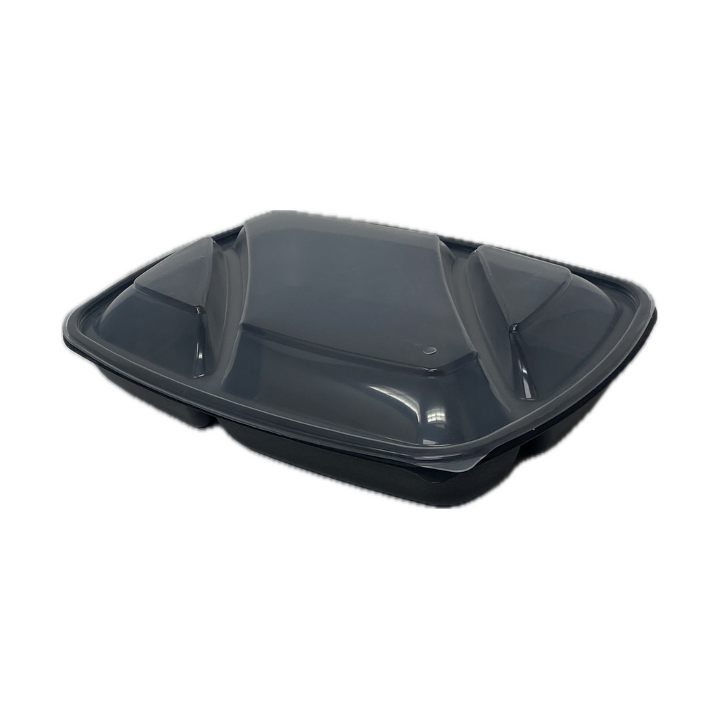Barquettes 3 compartiments noir 975cc avec couvercle