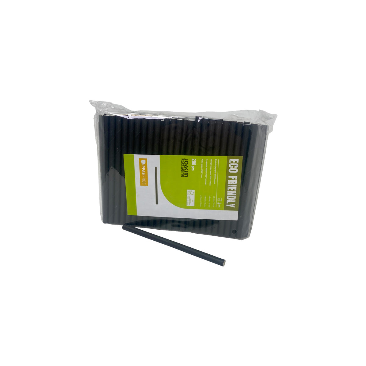 200 Pailles en carton noir Ø8mm x 15cm