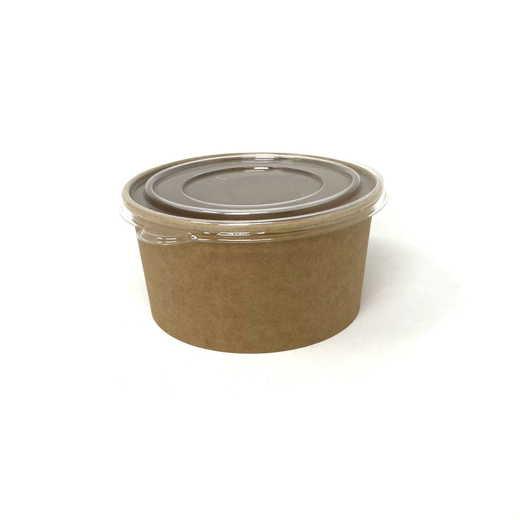 Salad bowl kraft brun 1000ml avec couvercle transparent