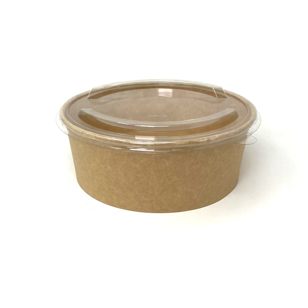 Salad bowl LARGE kraft brun 1300ml avec couvercle transparent