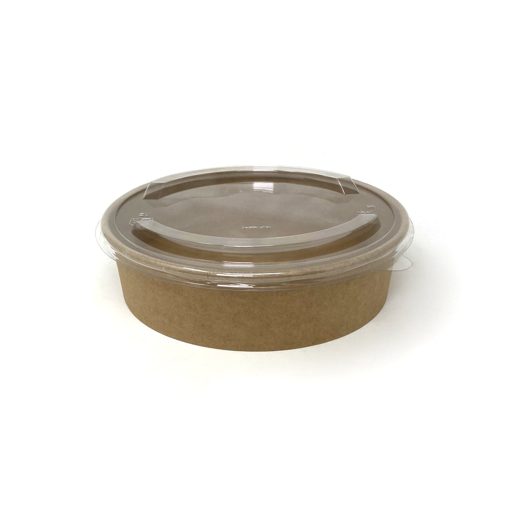 Salad bowl LARGE kraft brun 850ml avec couvercle transparent