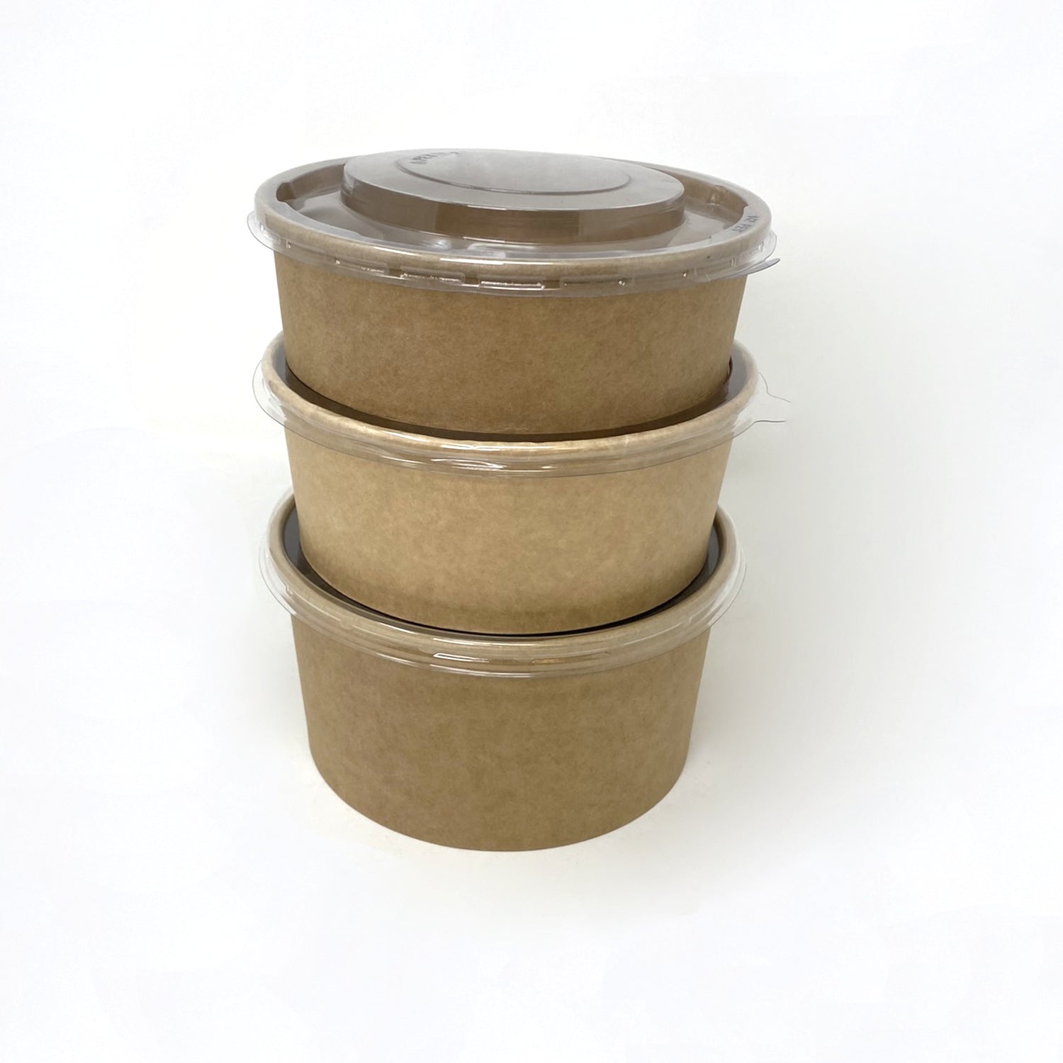 Salad bowl kraft brun 800ml avec couvercle transparent