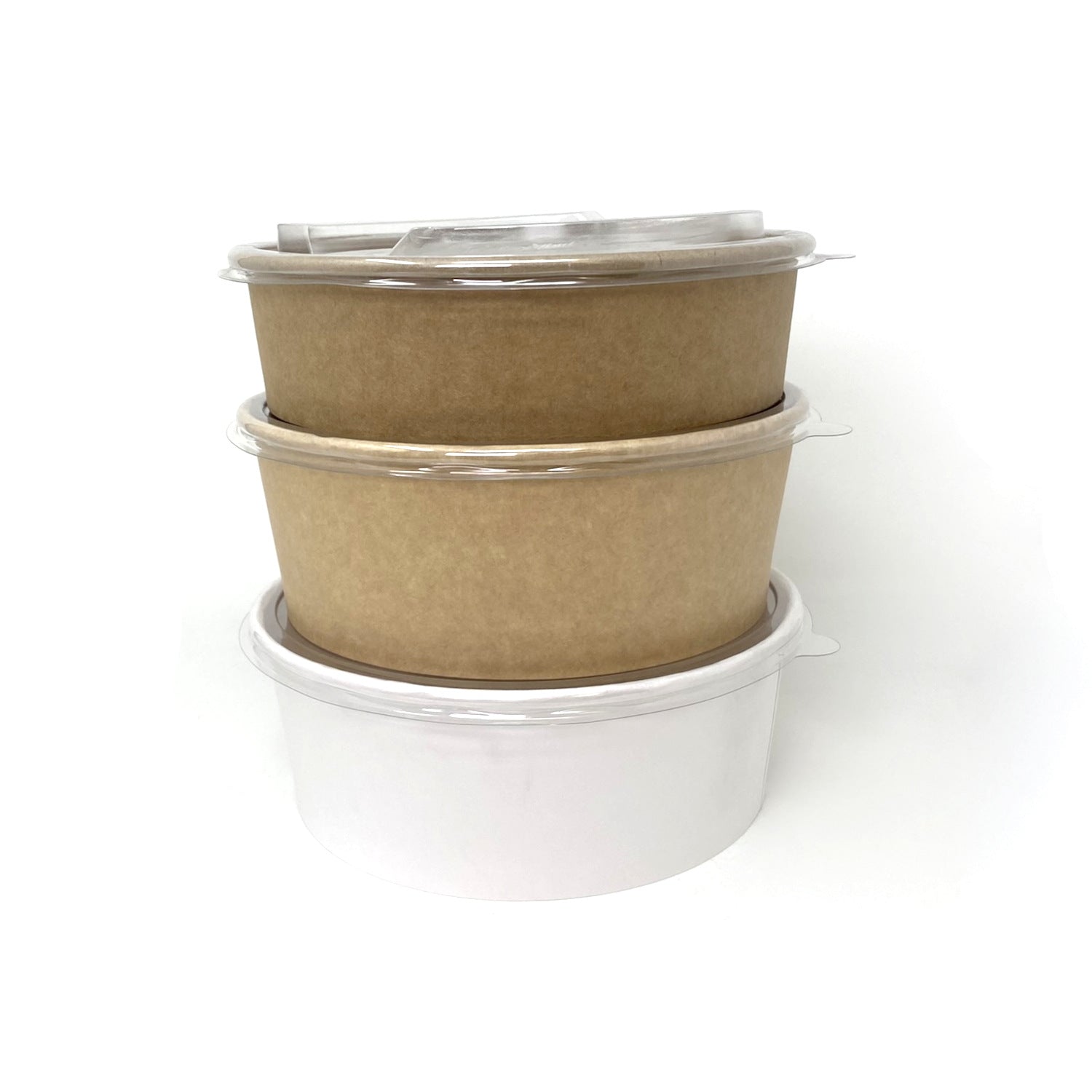 Salad bowl LARGE kraft brun 850ml avec couvercle transparent