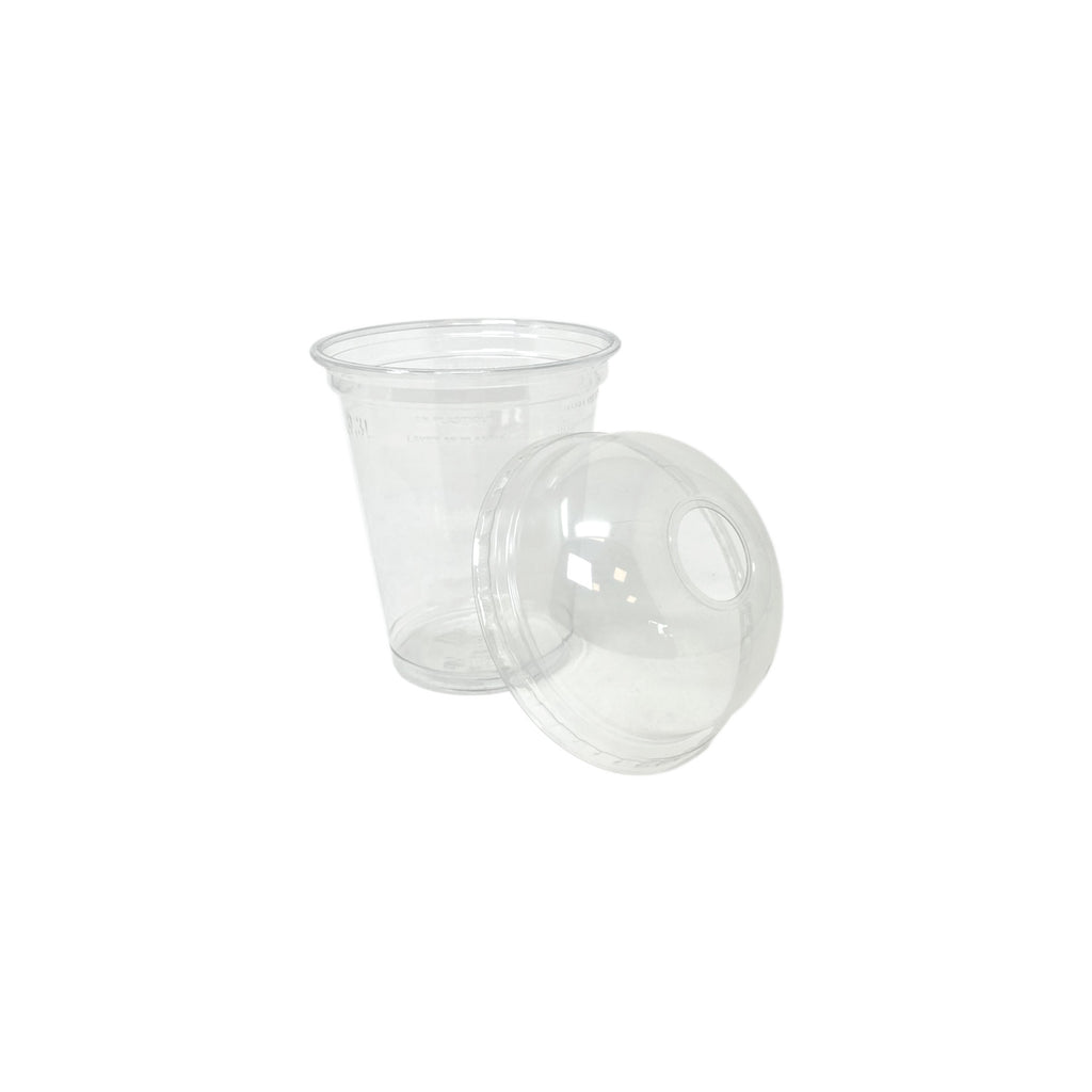 Gobelets à smoothie transparent 300ml avec couvercle dome + trou