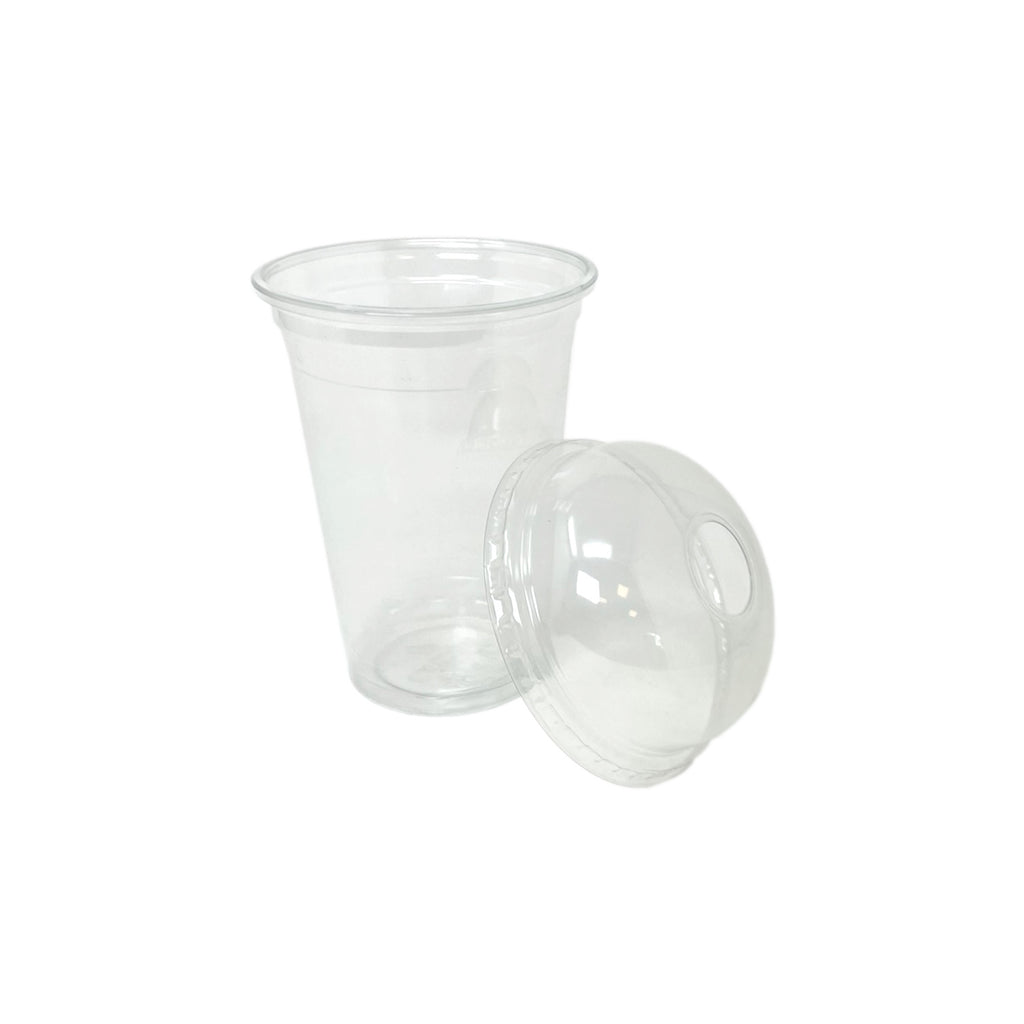 Gobelets à smoothie transparent 400ml avec couvercle dome + trou