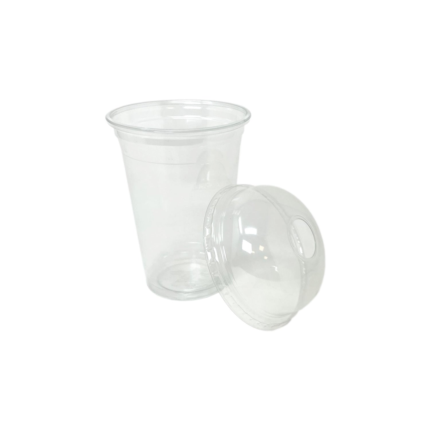 Gobelets à smoothie transparent 400ml avec couvercle dome + trou