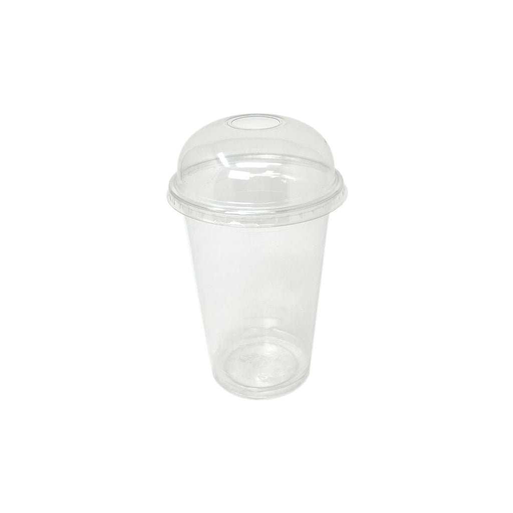 Gobelets à smoothie transparent 400ml avec couvercle dome + trou